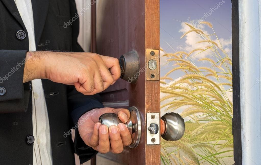 depositphotos 125124564 stock photo businessman open the door by